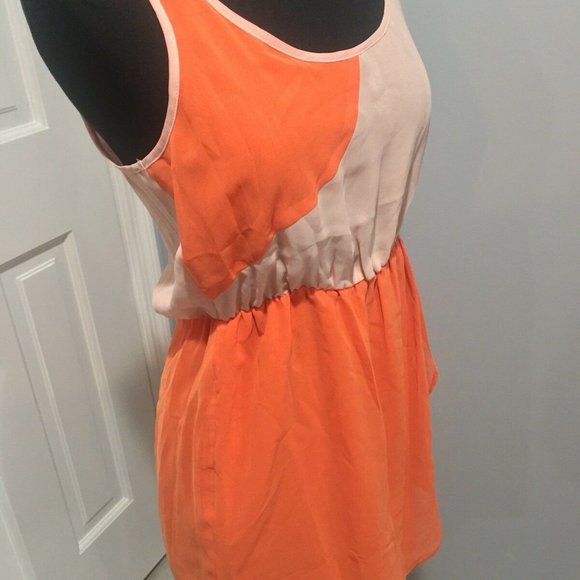 UO Orange, Peach, Dress, Cinched Waist, Flowy, M - Picture 6 of 7